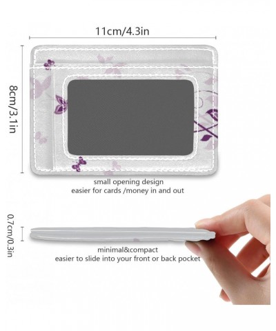 Abstract Purple Flowers Slim Minimalist Wallet Rfid Blocking Card Wallets PU Leather Front Pocket Wallets $9.17 Wallets