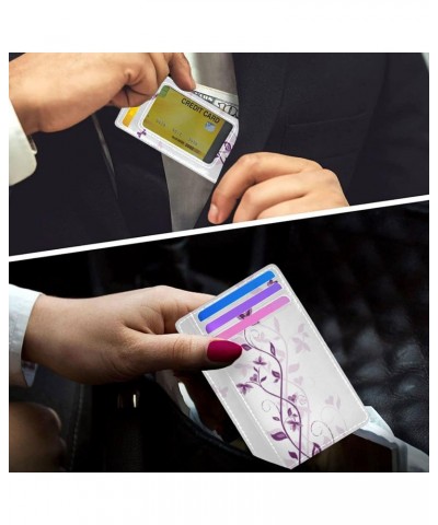 Abstract Purple Flowers Slim Minimalist Wallet Rfid Blocking Card Wallets PU Leather Front Pocket Wallets $9.17 Wallets