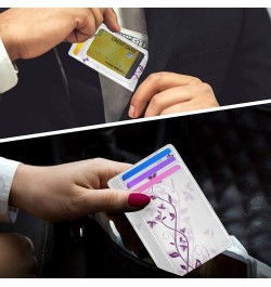 Abstract Purple Flowers Slim Minimalist Wallet Rfid Blocking Card Wallets PU Leather Front Pocket Wallets $9.17 Wallets