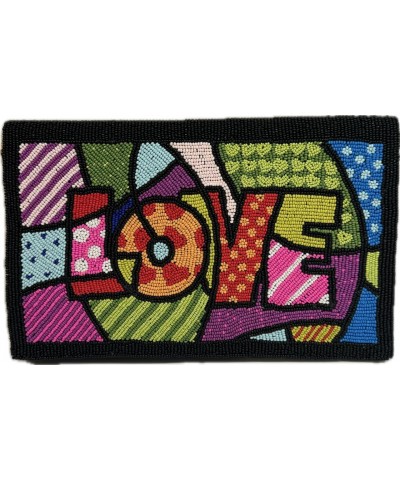 Ricki Designs Colorful Beaded LOVE Clutch/Crossbody with Silver Detachable Crossbody Strap -Women $35.70 Clutches