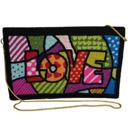 Ricki Designs Colorful Beaded LOVE Clutch/Crossbody with Silver Detachable Crossbody Strap -Women $35.70 Clutches