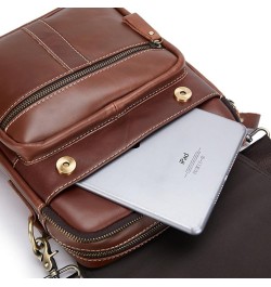 Small Messenger Bag for Men Genuine Leather Shoulder Crossbody Purse for Work Business Sling Handbag Black $38.12 Totes