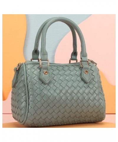 Purses And Handbags Faux Leather Basket Weaving Fashion Novelty Small Crossbody Bag For Women Light Blue $21.32 Crossbody Bags