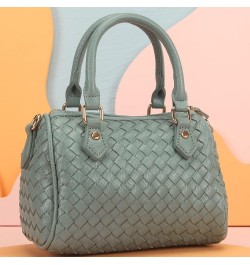 Purses And Handbags Faux Leather Basket Weaving Fashion Novelty Small Crossbody Bag For Women Light Blue $21.32 Crossbody Bags