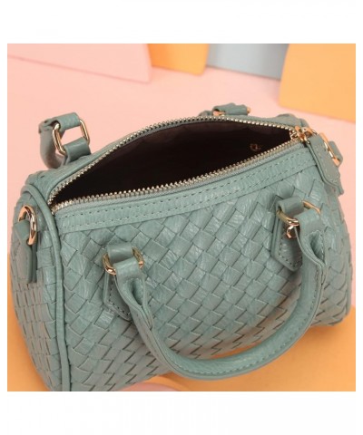 Purses And Handbags Faux Leather Basket Weaving Fashion Novelty Small Crossbody Bag For Women Light Blue $21.32 Crossbody Bags