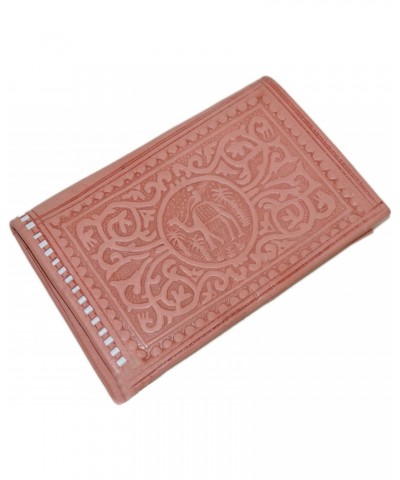 Moroccan Handmade Leather Wallet Traditional Vintage Carved Bi-fold Medium Pink $9.43 Wallets