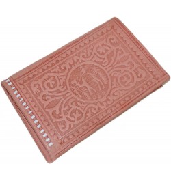 Moroccan Handmade Leather Wallet Traditional Vintage Carved Bi-fold Medium Pink $9.43 Wallets