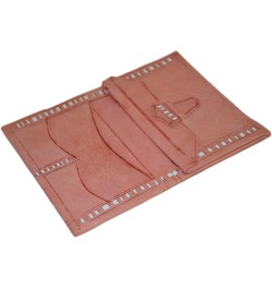 Moroccan Handmade Leather Wallet Traditional Vintage Carved Bi-fold Medium Pink $9.43 Wallets