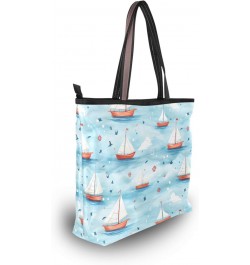 Women Tote Bags Ocean Boat Top Handle Satchel Handbags Shoulder Bag for Shopping 20853365 $10.29 Totes