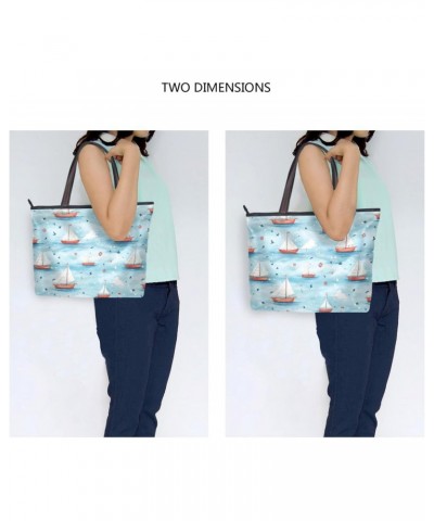 Women Tote Bags Ocean Boat Top Handle Satchel Handbags Shoulder Bag for Shopping 20853365 $10.29 Totes