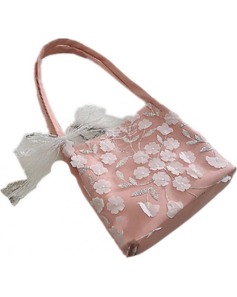 Women fashion casual Lace bow tote bag crossbody bag handbag shoulder bag Purse wallet (off-white) Pink $11.34 Totes