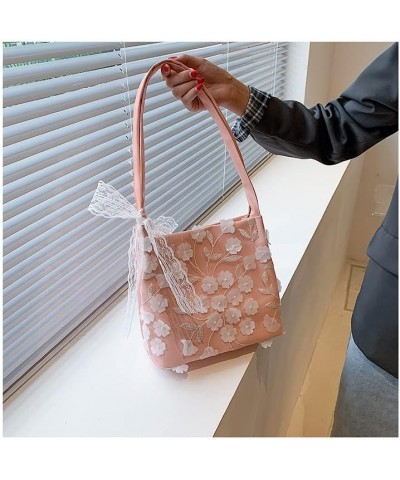 Women fashion casual Lace bow tote bag crossbody bag handbag shoulder bag Purse wallet (off-white) Pink $11.34 Totes