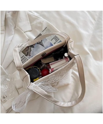 Women fashion casual Lace bow tote bag crossbody bag handbag shoulder bag Purse wallet (off-white) Pink $11.34 Totes