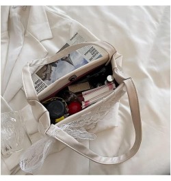 Women fashion casual Lace bow tote bag crossbody bag handbag shoulder bag Purse wallet (off-white) Pink $11.34 Totes