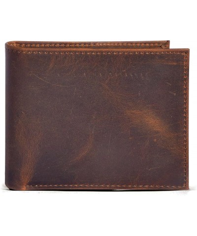 Mens Genuine Leather Cowhide Bifold Credit Card Case With Flip ID Window Wallet (Brown) Brown $12.53 Wallets