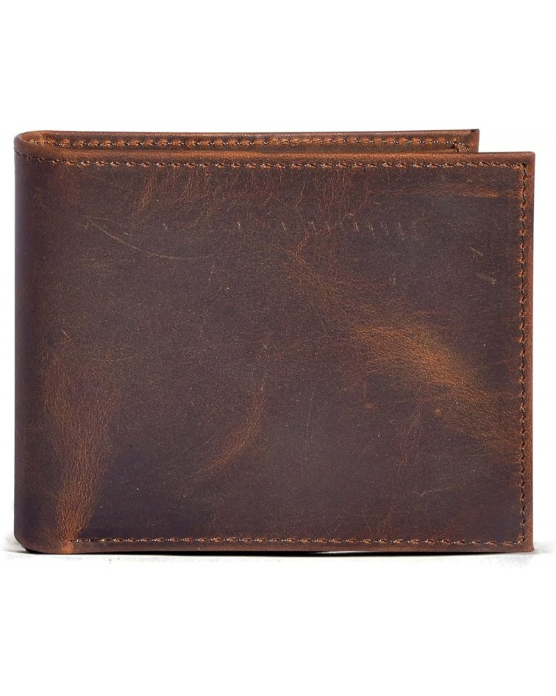 Mens Genuine Leather Cowhide Bifold Credit Card Case With Flip ID Window Wallet (Brown) Brown $12.53 Wallets