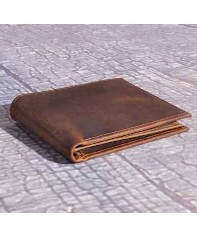 Mens Genuine Leather Cowhide Bifold Credit Card Case With Flip ID Window Wallet (Brown) Brown $12.53 Wallets