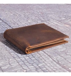 Mens Genuine Leather Cowhide Bifold Credit Card Case With Flip ID Window Wallet (Brown) Brown $12.53 Wallets