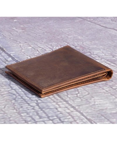 Mens Genuine Leather Cowhide Bifold Credit Card Case With Flip ID Window Wallet (Brown) Brown $12.53 Wallets