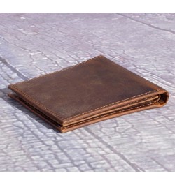 Mens Genuine Leather Cowhide Bifold Credit Card Case With Flip ID Window Wallet (Brown) Brown $12.53 Wallets