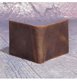 Mens Genuine Leather Cowhide Bifold Credit Card Case With Flip ID Window Wallet (Brown) Brown $12.53 Wallets