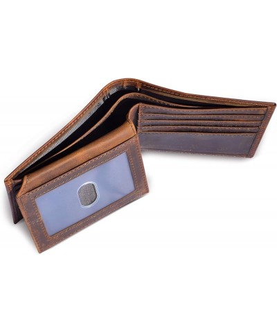 Mens Genuine Leather Cowhide Bifold Credit Card Case With Flip ID Window Wallet (Brown) Brown $12.53 Wallets