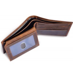 Mens Genuine Leather Cowhide Bifold Credit Card Case With Flip ID Window Wallet (Brown) Brown $12.53 Wallets