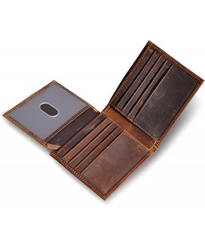 Mens Genuine Leather Cowhide Bifold Credit Card Case With Flip ID Window Wallet (Brown) Brown $12.53 Wallets