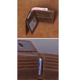 Mens Genuine Leather Cowhide Bifold Credit Card Case With Flip ID Window Wallet (Brown) Brown $12.53 Wallets