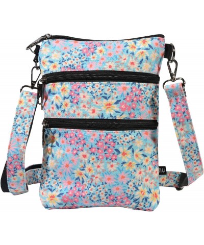 Anti-theft 3 Zipper Crossbody Detachable Strap Credit Card Holder Spring Flowers $22.60 Crossbody Bags