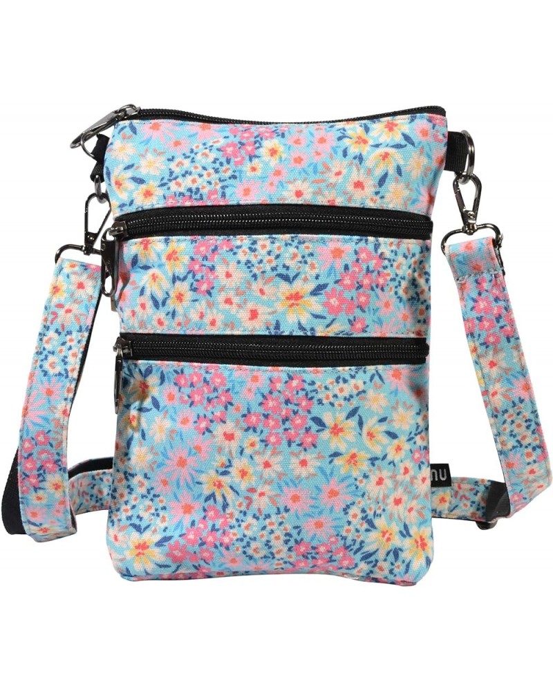 Anti-theft 3 Zipper Crossbody Detachable Strap Credit Card Holder Spring Flowers $22.60 Crossbody Bags