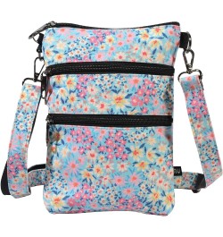 Anti-theft 3 Zipper Crossbody Detachable Strap Credit Card Holder Spring Flowers $22.60 Crossbody Bags