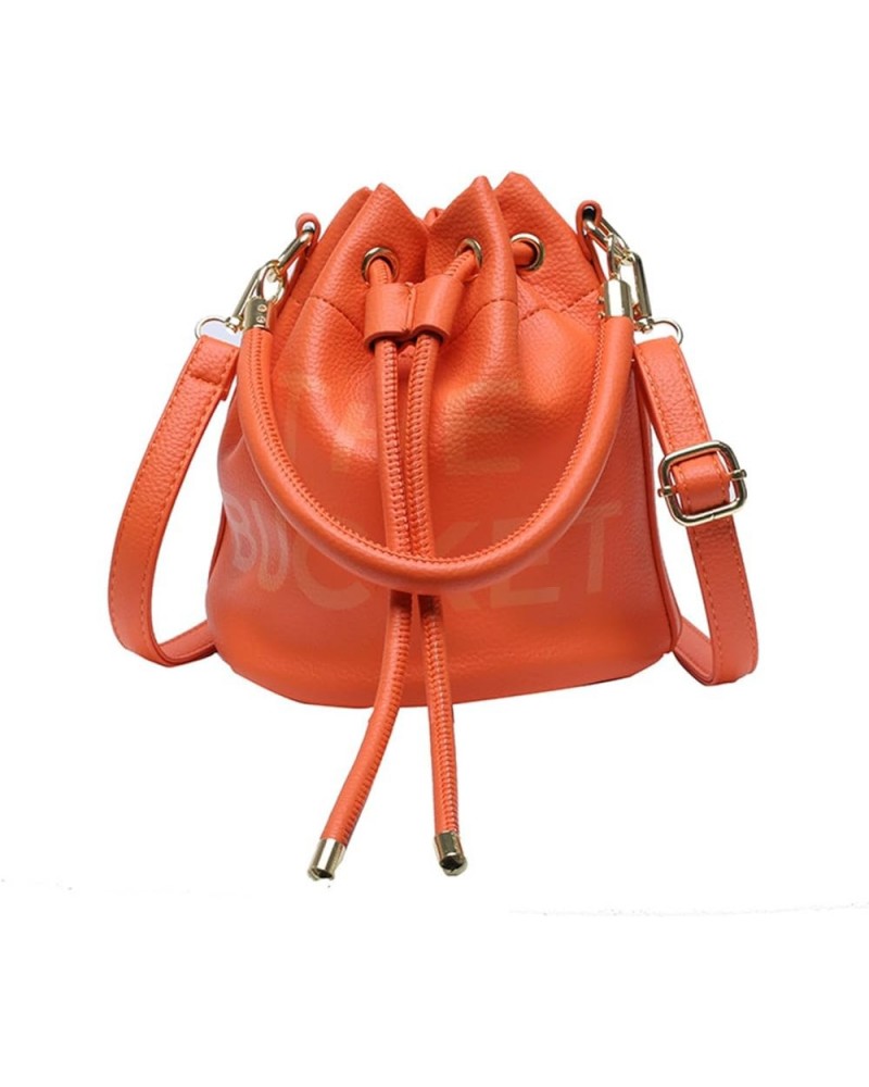 Korean Style Fashionable Mother-In-Law Simple Handbag Ins Women's Crossbody Bucket Bag Orange $12.82 Crossbody Bags