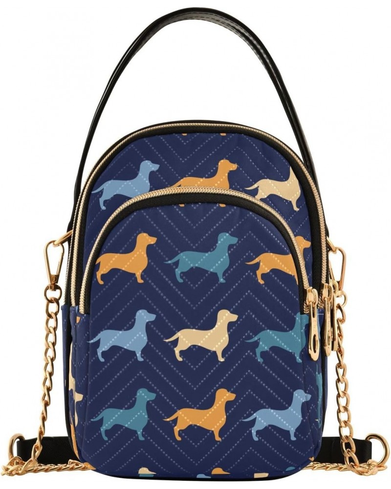 Chain Crossbody Bags for Women Color Dachshund Puppy Quilted Shoulder Crossbody Handbags Travel Cross Body Cell Phone Purses ...