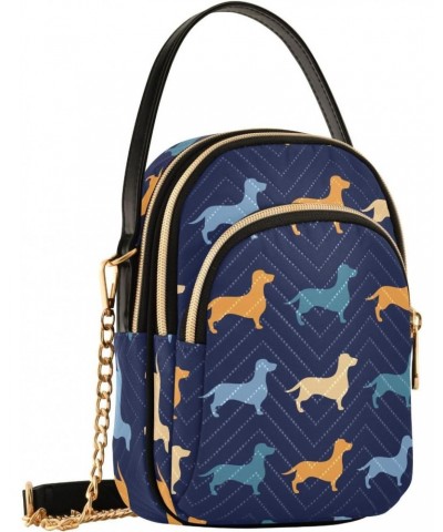 Chain Crossbody Bags for Women Color Dachshund Puppy Quilted Shoulder Crossbody Handbags Travel Cross Body Cell Phone Purses ...