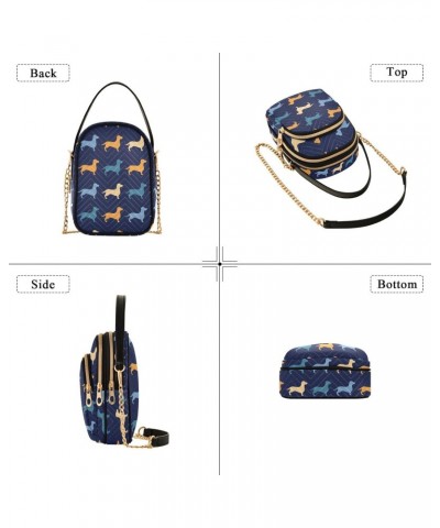 Chain Crossbody Bags for Women Color Dachshund Puppy Quilted Shoulder Crossbody Handbags Travel Cross Body Cell Phone Purses ...