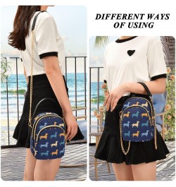 Chain Crossbody Bags for Women Color Dachshund Puppy Quilted Shoulder Crossbody Handbags Travel Cross Body Cell Phone Purses ...