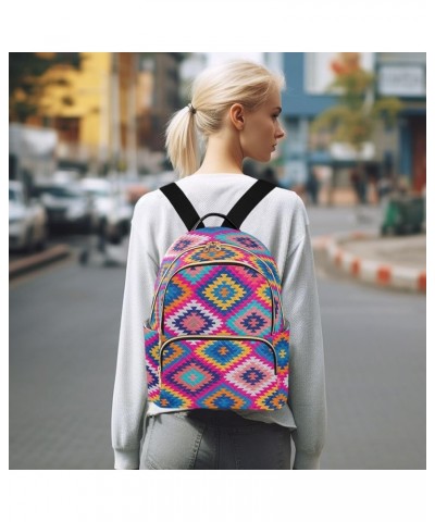 Funny Inter Dogs Quilted Backpack for Women Ladies Backpack Purses Anti Theft Travel Backpack Colorful Block Pattern Small $2...