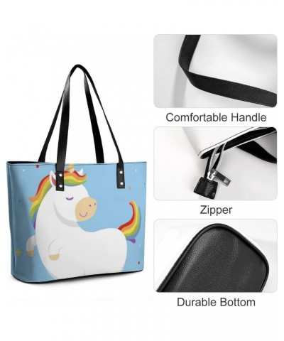 Womens Handbag Blue Cute Unicorn Leather Tote Bag Top Handle Satchel Bags For Lady $19.94 Totes