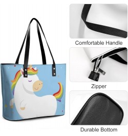 Womens Handbag Blue Cute Unicorn Leather Tote Bag Top Handle Satchel Bags For Lady $19.94 Totes