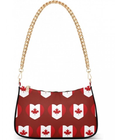 Patriot Shoulder Bag Canadian Flag Heart Women Clutch Handbag Shoulder Purch Boho Bag Date Chain Bag Country Flag Tote Bag Ho...