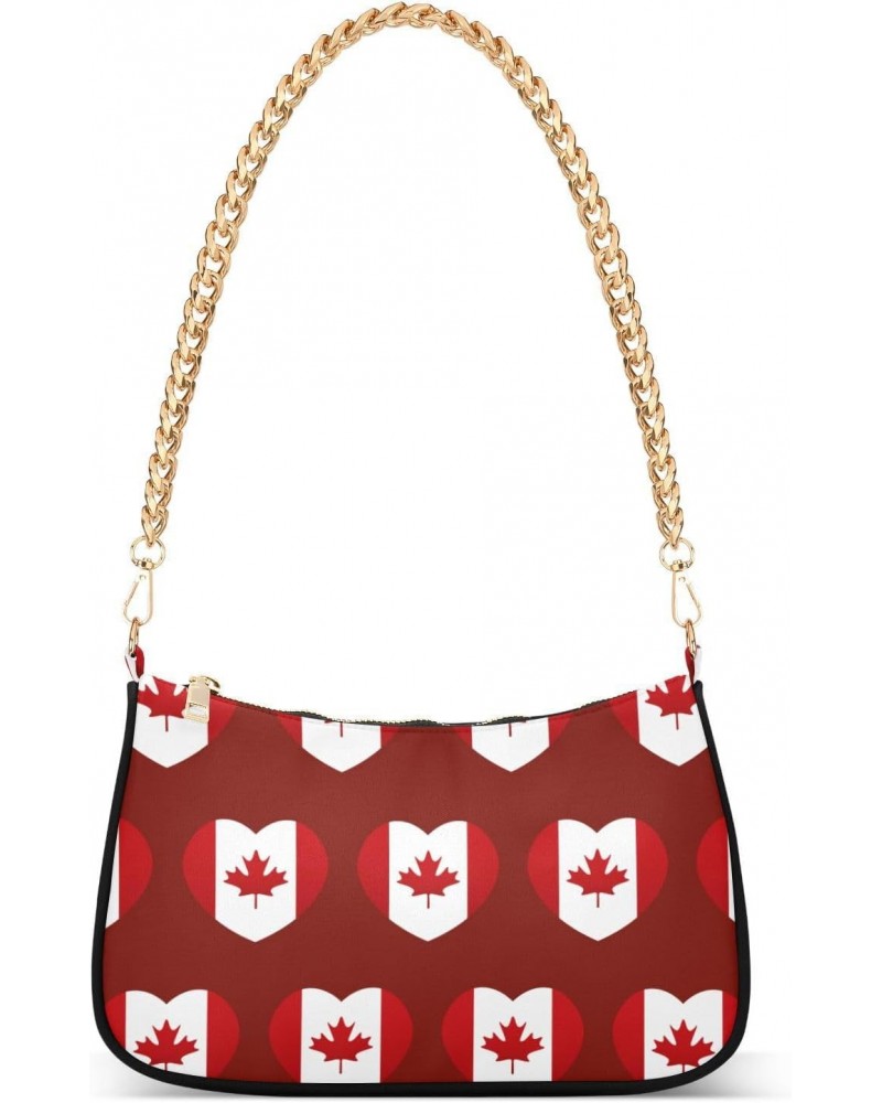 Patriot Shoulder Bag Canadian Flag Heart Women Clutch Handbag Shoulder Purch Boho Bag Date Chain Bag Country Flag Tote Bag Ho...