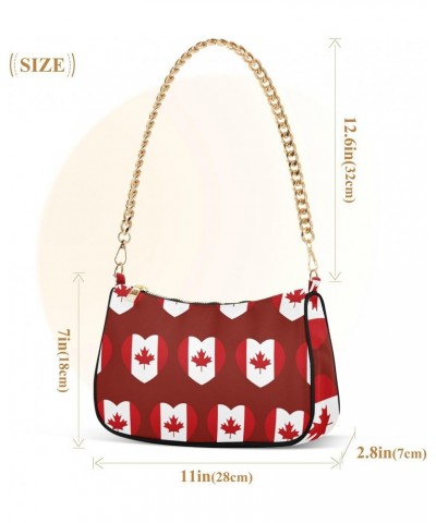 Patriot Shoulder Bag Canadian Flag Heart Women Clutch Handbag Shoulder Purch Boho Bag Date Chain Bag Country Flag Tote Bag Ho...