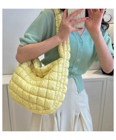 Puffer Shoulder Bag for Women Quilted Tote Bag Large Purse Crossbody Bag Casual Cloud Bag Hobo Bag Yellow $28.95 Totes