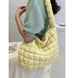 Puffer Shoulder Bag for Women Quilted Tote Bag Large Purse Crossbody Bag Casual Cloud Bag Hobo Bag Yellow $28.95 Totes