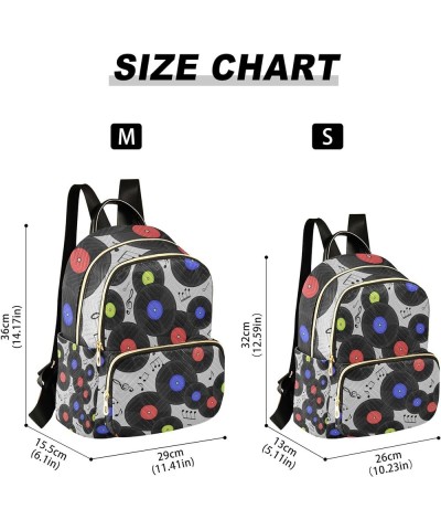 Vinyl Records and Music Notes Backpack for Women, Anti Theft Backpack Lightweight Small Travel Backpack Shoulder Bag for Work...