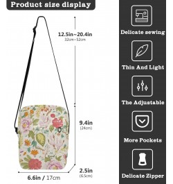 Crossbody Phone Bag Bloom Vintage Floral Small Messenger Shoulder Bag Cash Handbag Wallet Purse(237rh6a) $13.19 Crossbody Bags