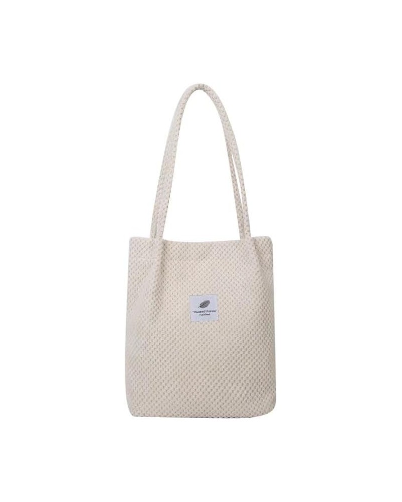 Women Corduroy Tote Bag, Cute Tote Bag Aesthetic Medium Tote Bag Everyday Bag for Work Shopping Travel White $11.96 Totes