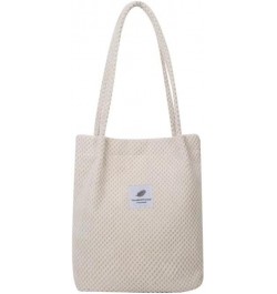 Women Corduroy Tote Bag, Cute Tote Bag Aesthetic Medium Tote Bag Everyday Bag for Work Shopping Travel White $11.96 Totes