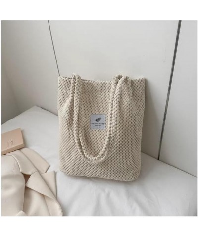 Women Corduroy Tote Bag, Cute Tote Bag Aesthetic Medium Tote Bag Everyday Bag for Work Shopping Travel White $11.96 Totes